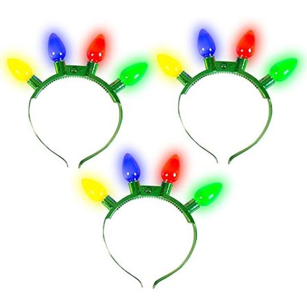 3-pak juleblinkende lyspære-pandebånd