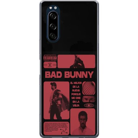 Yhteensopiva Puhelinkuori Sony Xperia 5 Bad Bunny NFL-inspiroima kilpi logo, jossa on amerikkalainen jalkapallo ja tähtiä