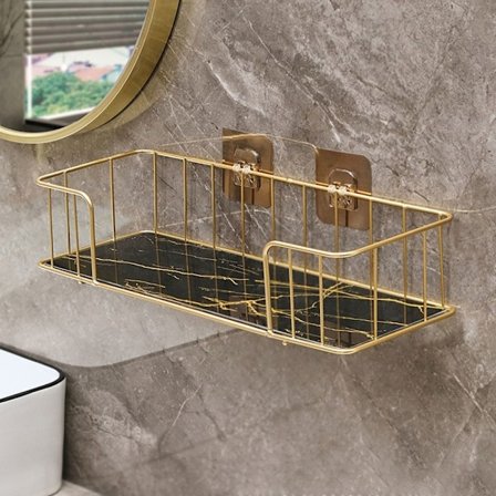 Badeværelseshylde Uden Borejern SORT GULD SORT GULD