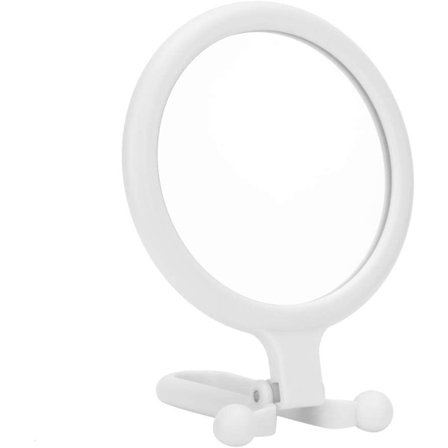 Dubbelsidig smink spegel, 10x förstoring hand spegel(Vit)