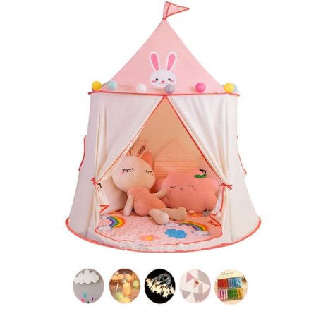 Legetelt til børn indendørs – Sengetelt & legehus med vinduer og dekorationer, prinsessetelt til børneværelse