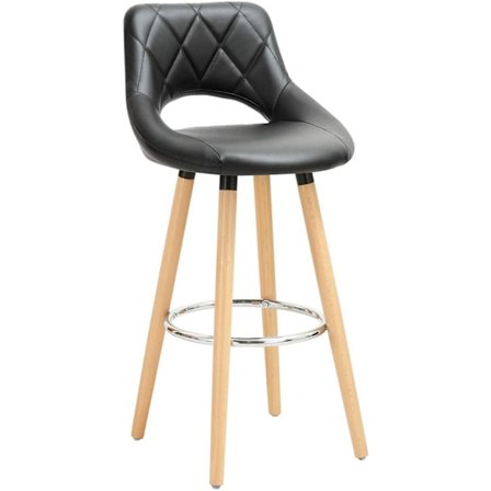 Rootz keinonahkainen baarijakkara - Puurunkoinen jakkara - Mukava istuin - Kestävä ja vakaa - Helppo koota - 91 cm x 43 cm x 43 cm