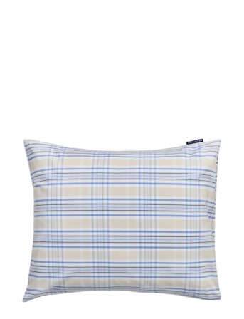 Lexington Home Beige/Blue Checked Cotton Poplin Pillowcase Blå