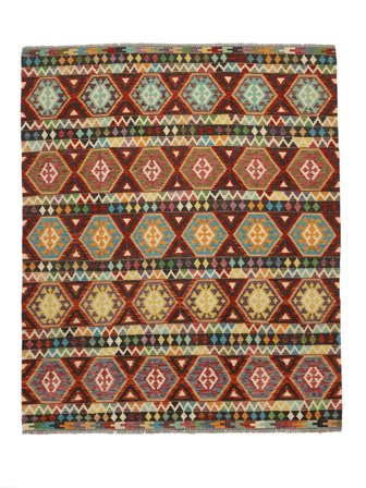 Kilim Afghan Old Style Rug 252X292 Black/Dark Red Large Wool, Afghanistan