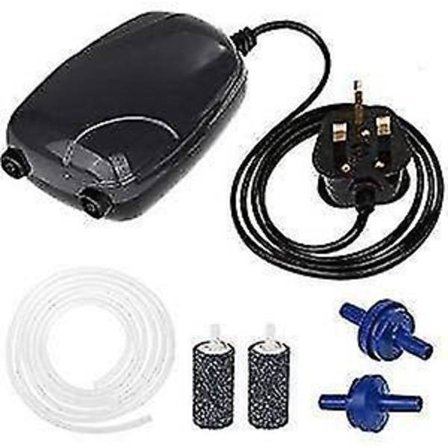 5w Akvarium Luftpumpe Dobbelt Udgang Ventil Med 2 Luftsten