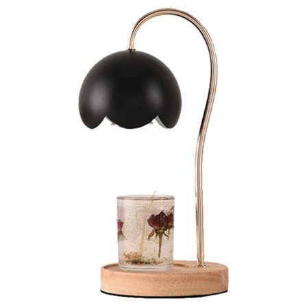 Duftlys Varmer Lampe Duftet Voks Smeltning Dæmpbar Metal Lys Varmer Lanterne med Træ Base til Soveværelse EU Stik