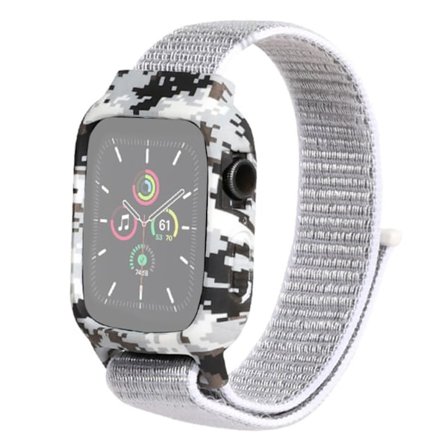 Apple Watch Series 6 / 5 44mm unique patterned nylon watch band - White