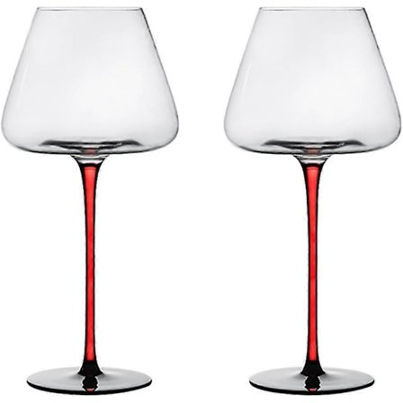 SBSG Set med 2 Stora Vinglas, Kristallklart Glas, Långskaftade Vinglas för Rött, Svarta Konvexa Botten Champagne Glas
