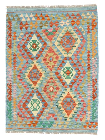 Kelim Afghan Old Style Vloerkleed Oosters Groen/Donker Petrol (Wol, Afghanistan)