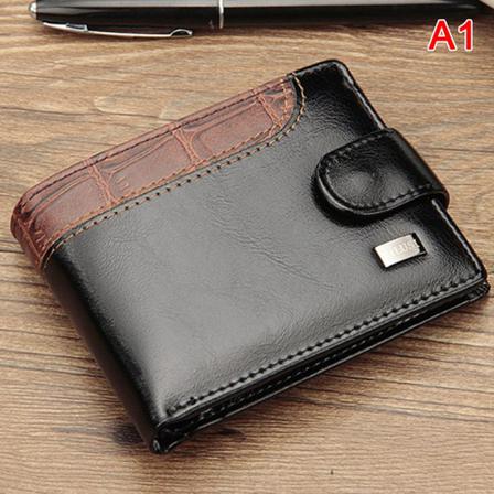 Nya Plånböcker För Män Patchwork Läder Kort Manväska Med Mynt Po