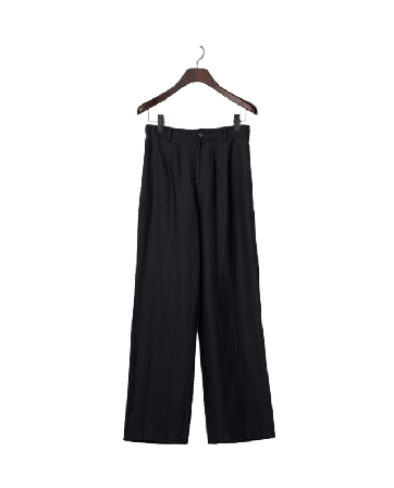 Lexington High Waist Wide-leg Linen Pants Byxor Dam Svart M
