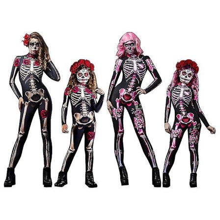 Kvinder Halloween Skelet Ben Ram Jumpsuit Body Cosplay Fest Kostume -