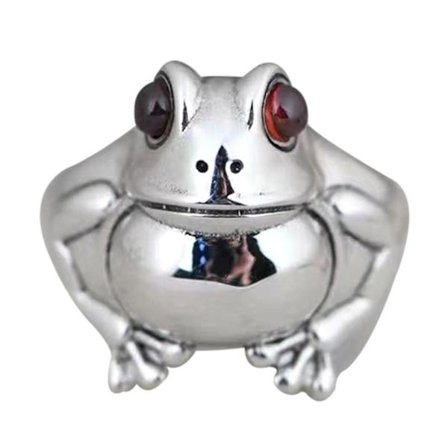 Sammakko Sormus Retro Henkilökohtainen Eläin Unisex Punainen Granaatti Sammakko Avattava Säädettävä Sormukset Hieno