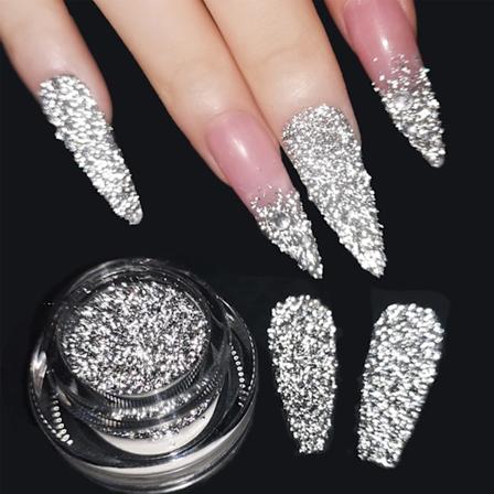 Reflekterende glitterpulver Crystal Diamond Nail Powder, 2 ST Sliver Sparkling Triangle Glitter Holografisk Nail Crome Dust Gilt Shiny (Chrome)