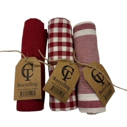 Kökshandduk 2-pack Röda recycled by wille