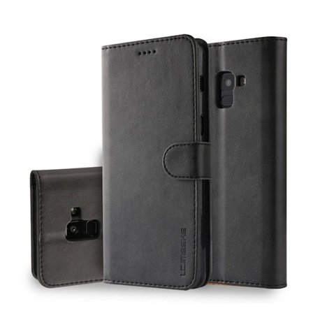 LC.IMEEKE Samsung Galaxy A8 (2018) PU læder flip etui - Sort