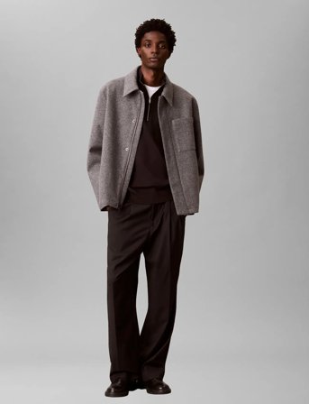 Calvin Klein Ls Filled Tech Wool Shirt Jacket - Grey - XS