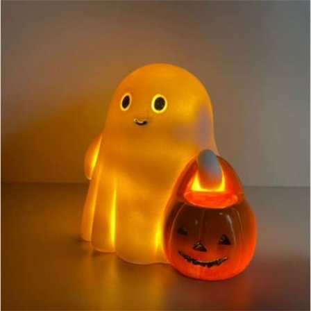 1 ST Halloween-spøgelse & Græskarlygte - LED-natlampe med fingerbevægelse | Rædselsdekoration til veranda, soveværelse & balkon | Skaber uhyggelig 