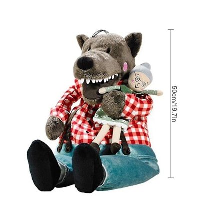 Plush bestemor ulv og rødhette leketøy, utstoppet ulv og bestemor dukkegave, 19,7 tommer