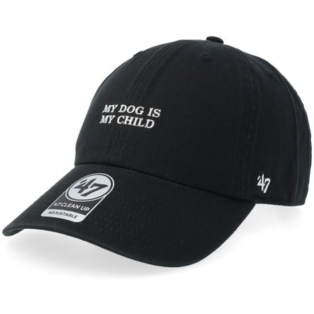 47 Brand - Svart unconstructed Keps - Base Runner Clean Up Cap-Phrase Black Dad Cap @ Hatstore
