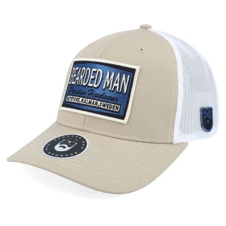 Bearded Man - Beige trucker Keps - Logo Off White/Blue Khaki/White Trucker @ Hatstore