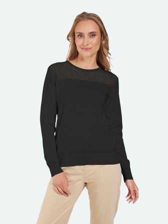 SIGNATURE - Striktrøje - Sort - Rund hals