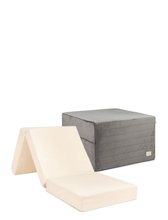 NOBODINOZ Sleepover Velvet Mattress 57X57X36 - Grey - 57X57X36CM