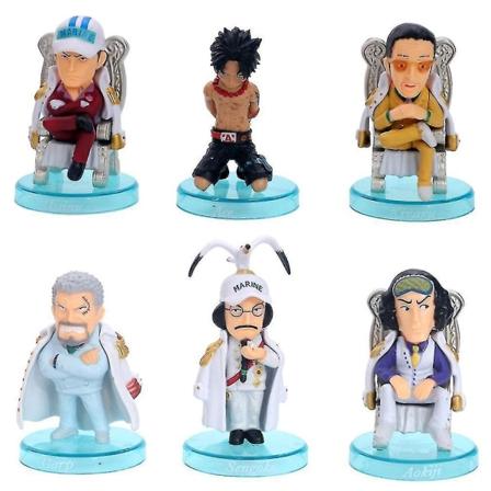6 st set av ett stycke, Kuzan, Ess, Sakasky, Borsalino, Monkey D. Garp figurleksak
