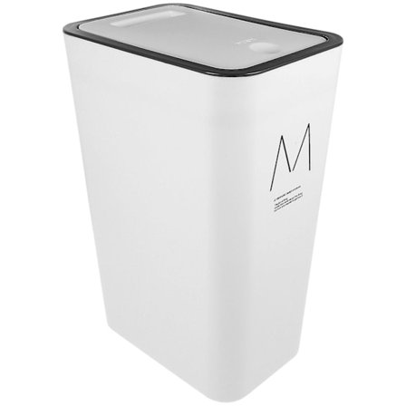 Søppelbøtte med lokk i plast til kjøkken og bad stor søppelbøttebeholder (33X22X15.5CM, hvit)