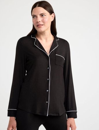 Lindex Pyjama Trousers Viscose Piping - Black - M