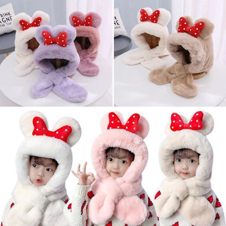 Vinter barn mössa plus fleece barn kepsar tecknad hatt