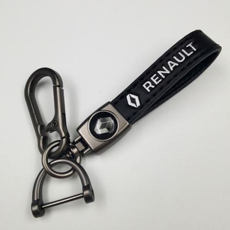 Personlig bilnyckelring i metall med logotyp - Lädernyckelring för män Renault Gunmetal Hardware