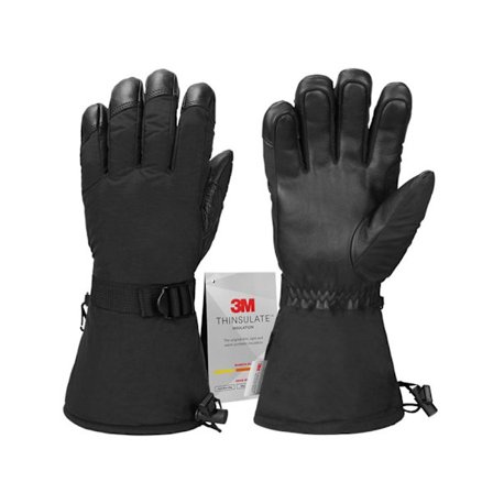 Sorte Læder Skihandsker med 3M Isolering - Vindtætte og Varme til Vintersport