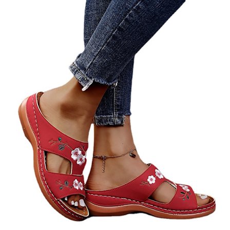 Sandaalit naisille, pehmeät pohjat, kiilakorot, kesäsandaalit naisille punainen