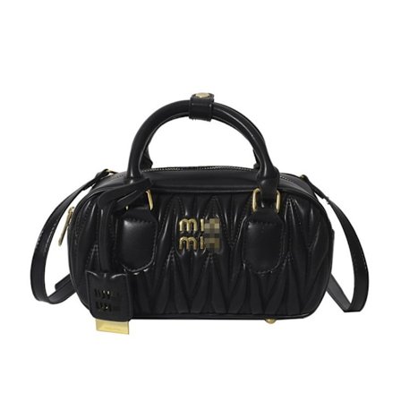 Trendig plisserad bowlingväska för damer, elegant axelremsväska