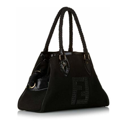 Fendi Vintage, Pre-owned Shoulder Bags Zwart, Dames, Maat:ONE Size,Canvas,gevlochten