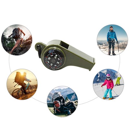 3 i 1 Överlevnads Visselpipa, Kompass, Termometer