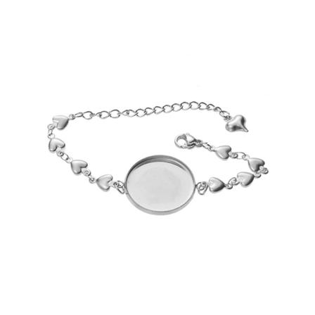 Armbåndsrammeindstillinger til smykkefremstilling 20 mm stålfarve smykkeramme
