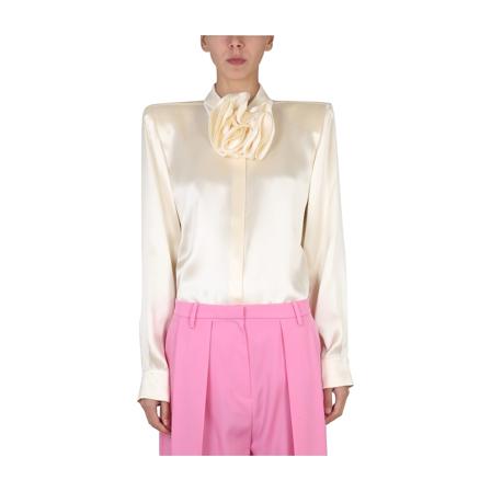 Magda Butrym Shirt With Floral Detail Hvid, Dame Skjorter