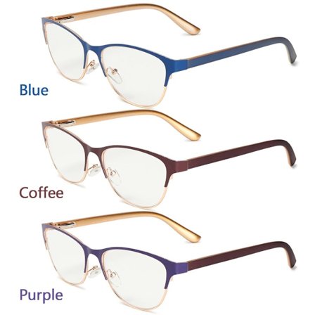 Retro läsglasögon Metall halvramsförstoring Presbyopiska glasögon