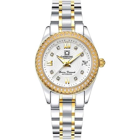 Automatisk Damklocka Analog Klocka Rostfritt Stål Länk Vattentät Lyxig Damklocka