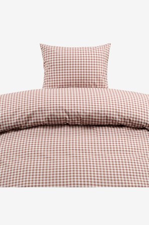 Borganäs of Sweden - Påslakan Märta Ruta - Brun - Påslakanset - 150X210 - Från Homeroom