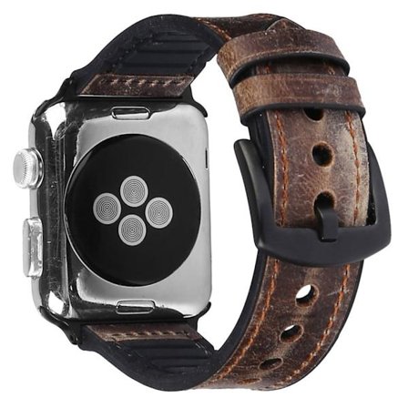 Apple Watch Series 5 40 mm klockarmband i äkta läder och silikon - Brun