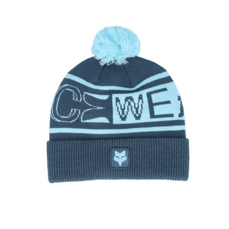 Fox - Blå pom Beanie - Throttle Beanie Dark Vin Pom @ Hatstore