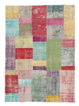 Hand Knotted Patchwork Rug 145X200 Dark Grey/Dark Red