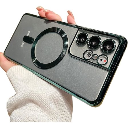 For Samsung Galaxy S21 Ultra Deksel Kompatibelt Med Magsafe Trådløs Lading, med Kamerabeskyttelse Gjennomsiktig For Samsung Galaxy S21 Ultra Mykt 