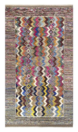 Hand Knotted Berber Colourful Rug 145X250 Wool Brown/Black Small