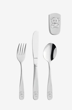 Amefa - Børnebestik Bear 3 dele - Krom - Børneservice & tilbehør - Fra Homeroom