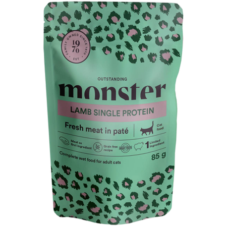 Monster Pet Food - Cat Pouches Adult Lam 85 g x 8 stk - porsjonsposer - Katt - Kattefôr & kattemat - Våtfôr og våtmat - ZOO.no
