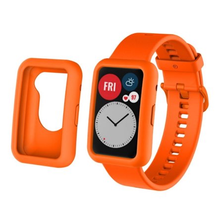 Huawei Watch Fit klockarmband och fodral i silikon - Orange